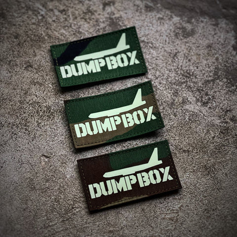 Dump Box OG Logo IR Laser Cut GITD Morale Patch - M81 Woodland Camo