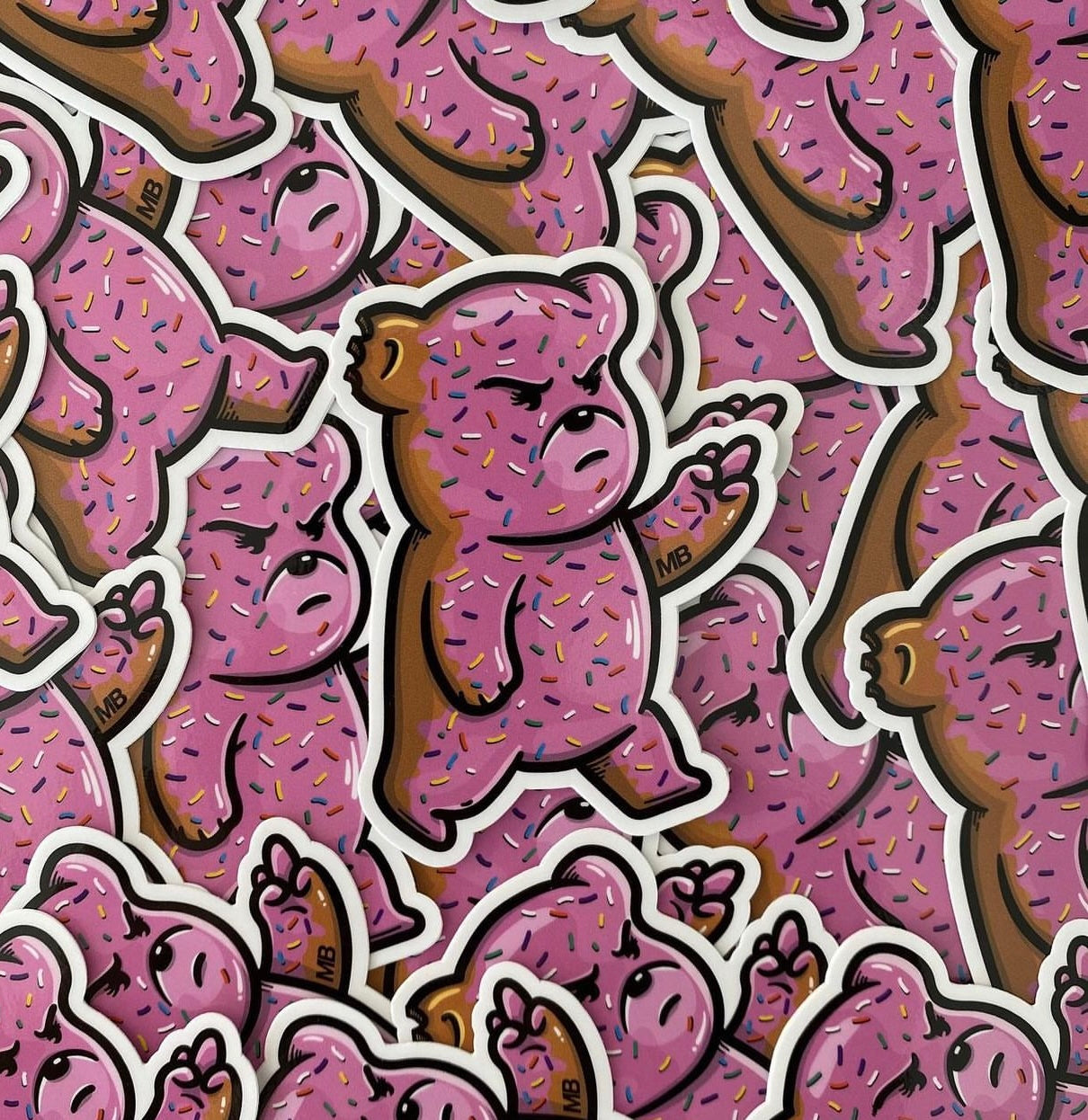 MamaBear Strawberry Frosted Sprinkle Bear Sticker