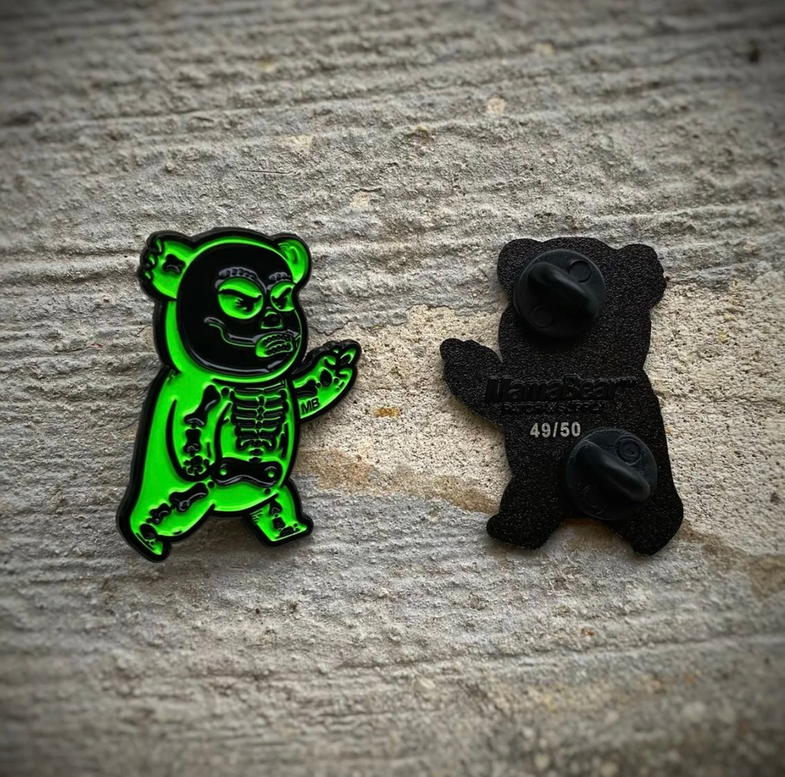 MamaBear SkeleBear Pin Series - Glow Green