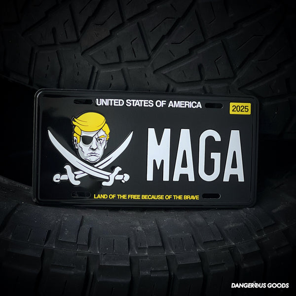 Dangerous Goods Calico Trump MAGA Aluminum Vanity License Plate