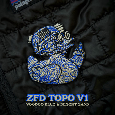 Zero Fucks Duck® ZFD Topo Duck Patch - V1 Voodoo Blue & Desert Sand