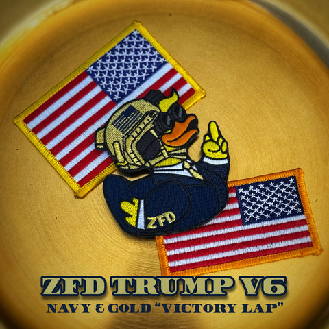 Zero Fucks Duck Trump Duck Patch - V6 Navy & Gold “Victory Lap”